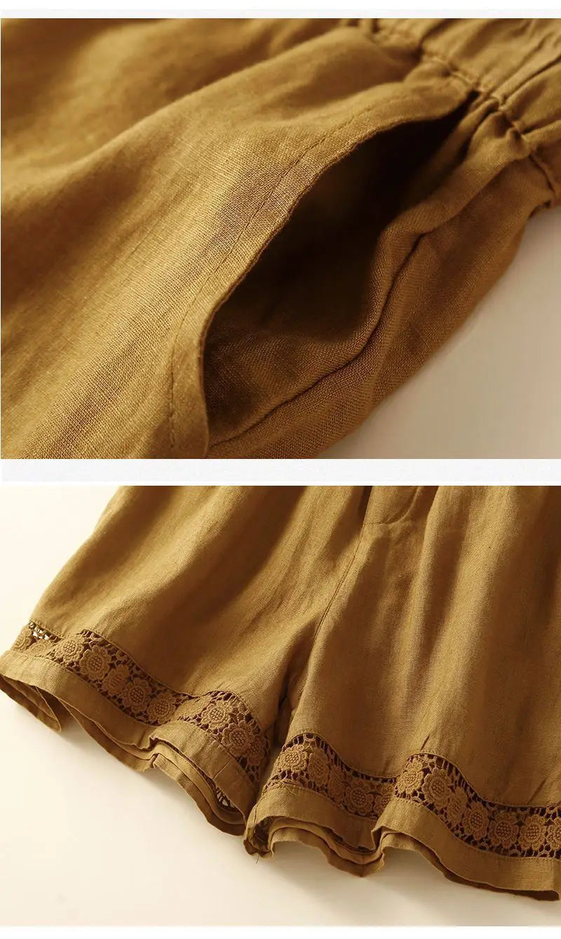 Morgan & Brooke | Embroidered Linen Shorts