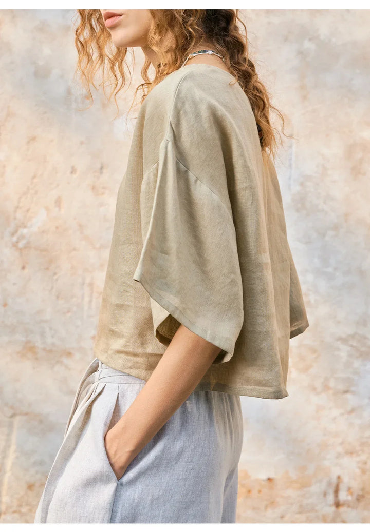 Morgan & Brooke | Flared Sleeve Linen Pullover