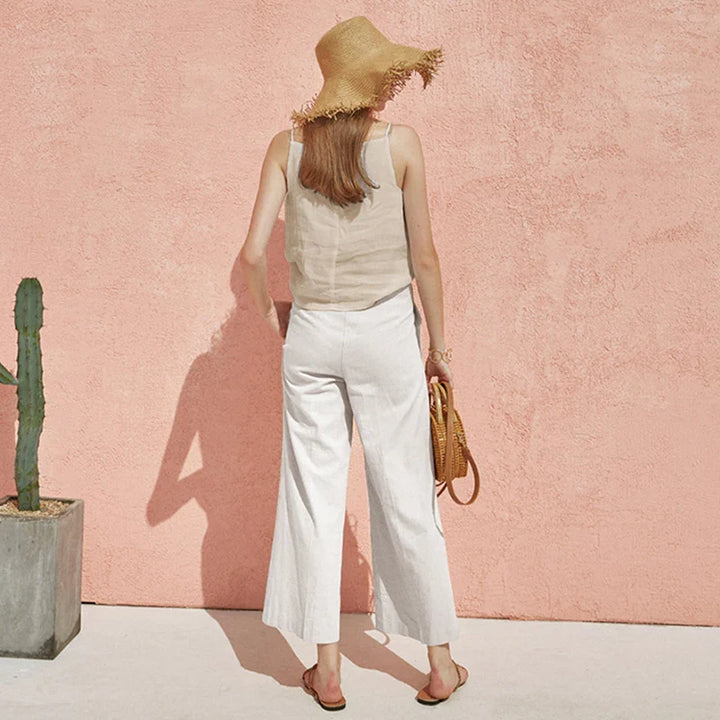 Morgan & Brooke | Satin-Strap Linen Cami