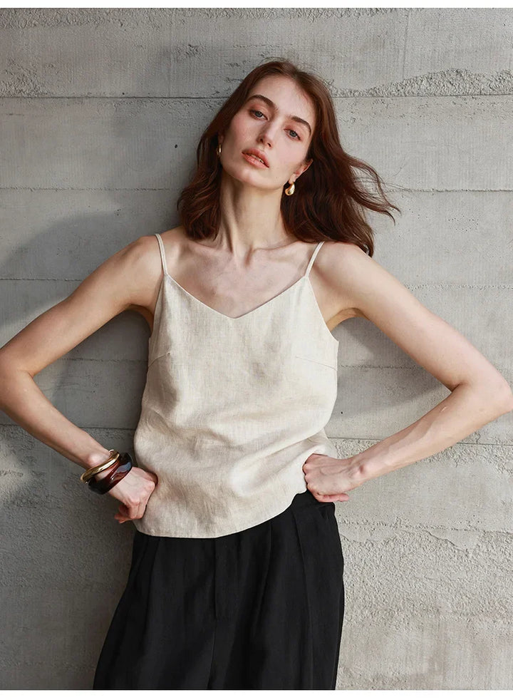 Morgan & Brooke | V-Neck Linen Camisole Top