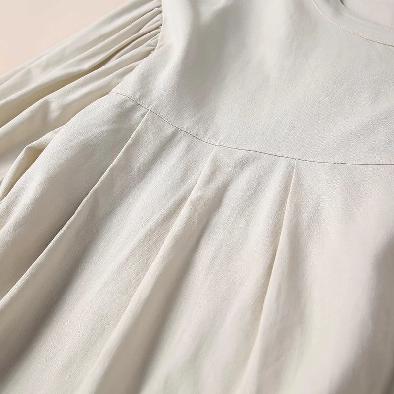 Morgan & Brooke | Gathered Lantern-Sleeve Relaxed-Fit Cotton Blouse