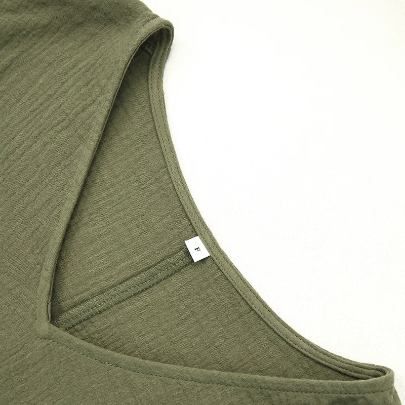 Morgan & Brooke | Ivory Cropped V-Neck Gauze Tee