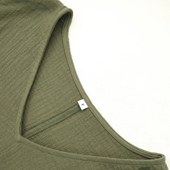Morgan & Brooke | Ivory Cropped V-Neck Gauze Tee