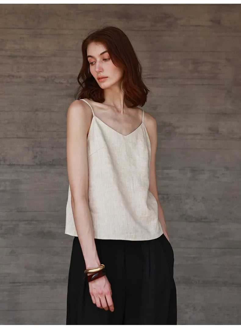 Morgan & Brooke | V-Neck Linen Camisole Top
