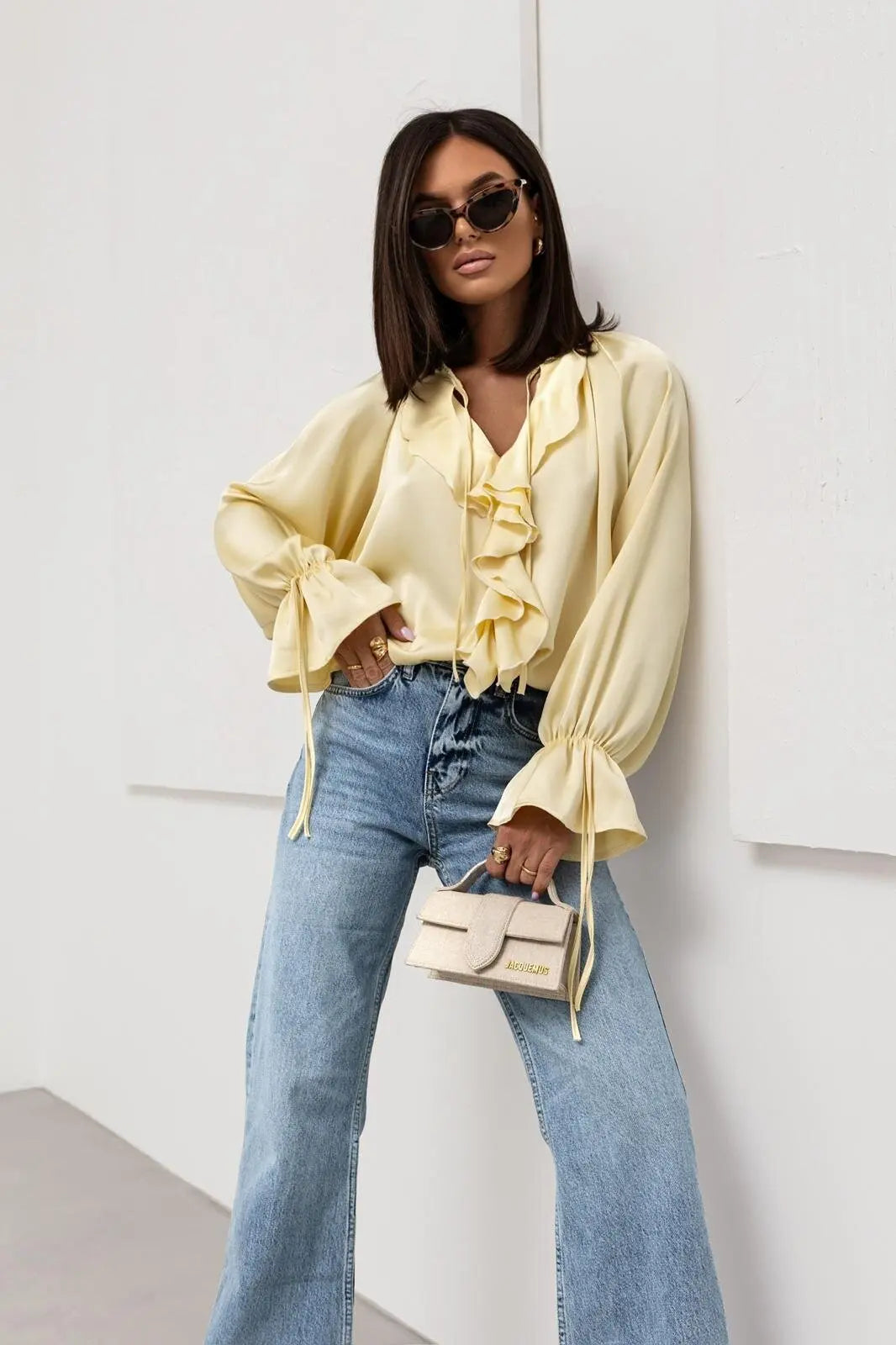 Morgan & Brooke | Ruffled Satin Blouse