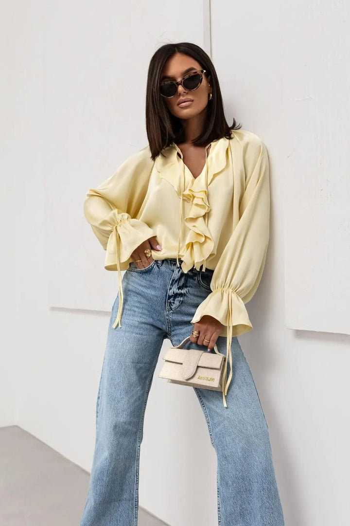 Morgan & Brooke | Ruffled Satin Blouse