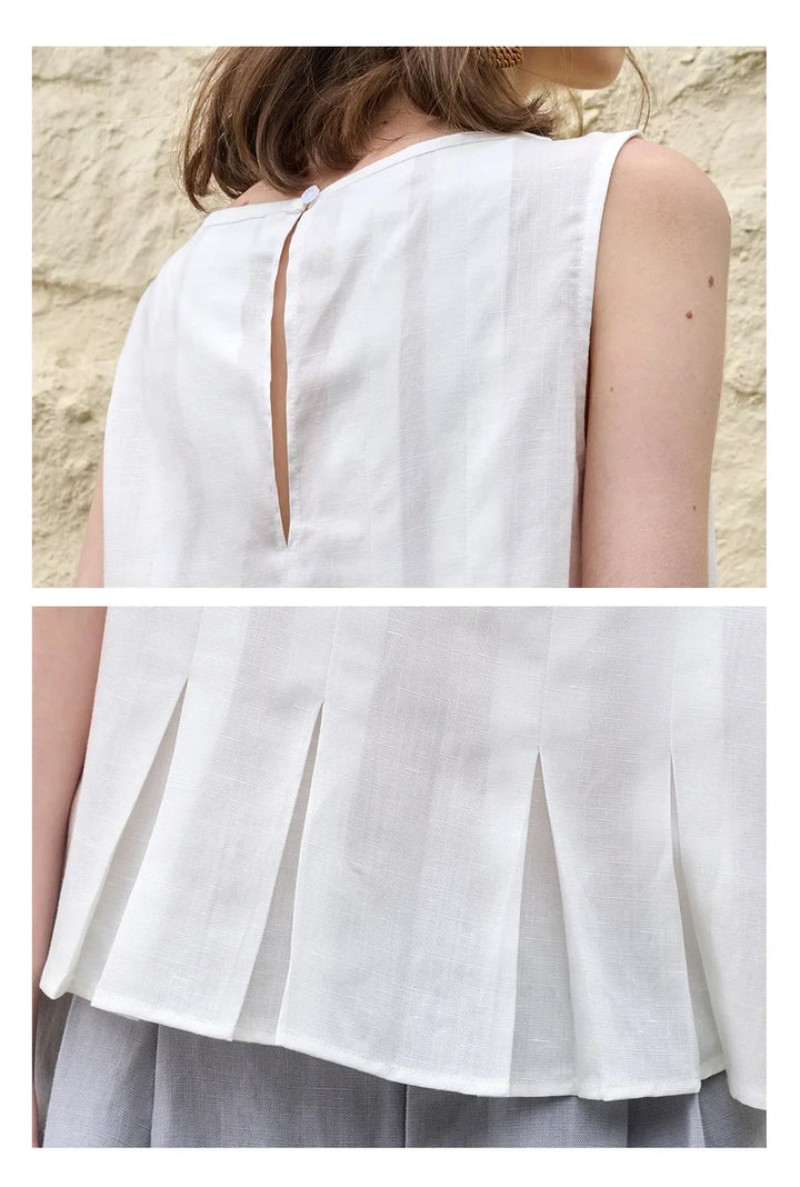 Morgan & Brooke | Pleated Hem Linen Top
