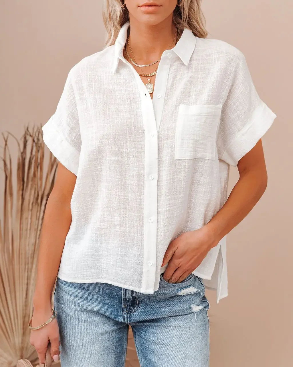 Morgan & Brooke | Ivory Button-Up Blouse