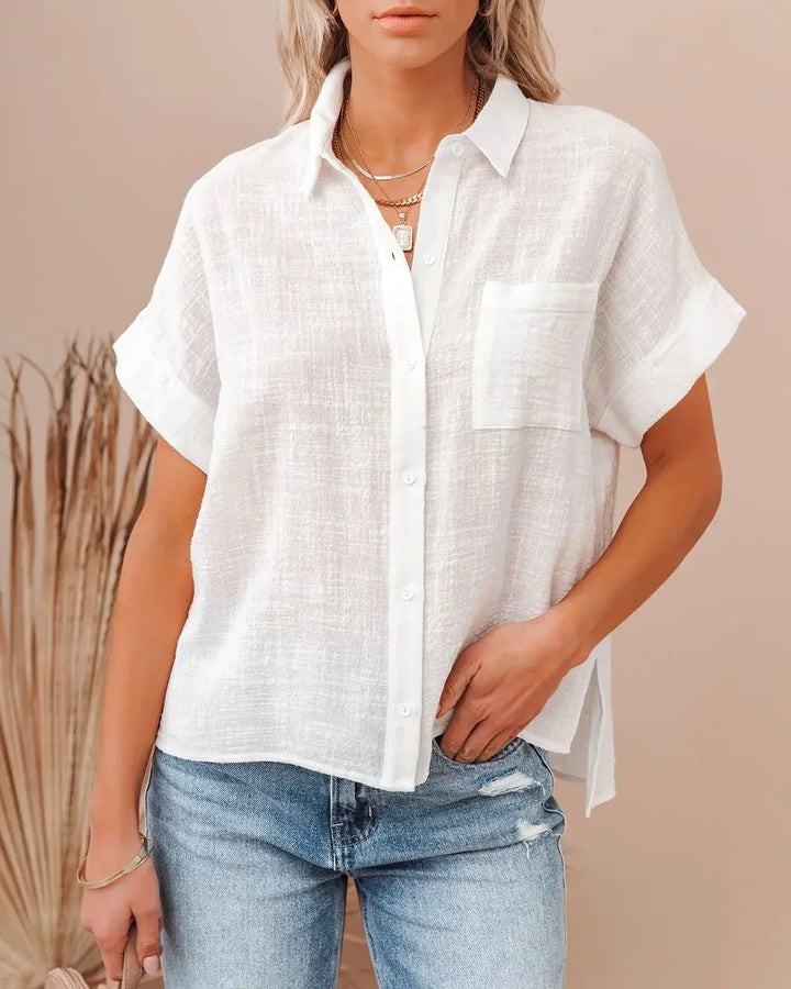 Morgan & Brooke | Ivory Button-Up Blouse