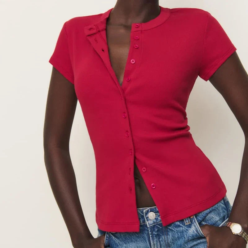 Morgan & Brooke | Snap-Front Knit Top