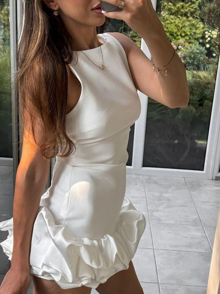 Morgan & Brooke | Ivory Wrap Linen-Blend Dress