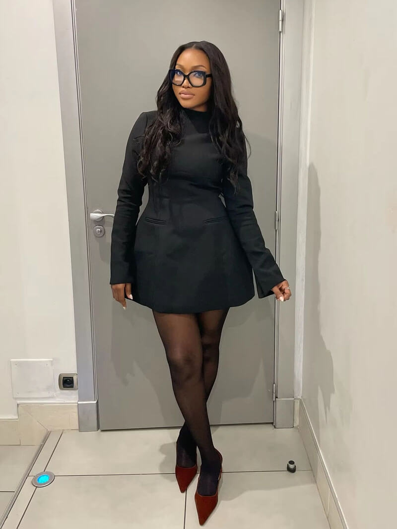 Morgan & Brooke | Black Mini A-Line Satin Dress