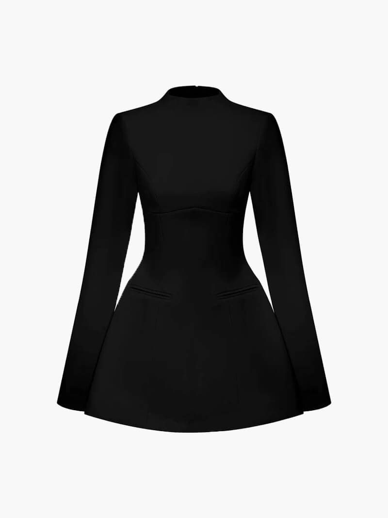 Morgan & Brooke | Black Mini A-Line Satin Dress