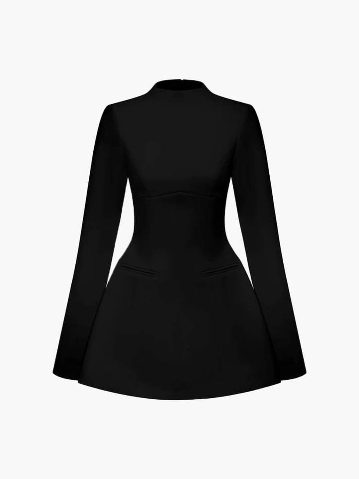 Morgan & Brooke | Black Mini A-Line Satin Dress