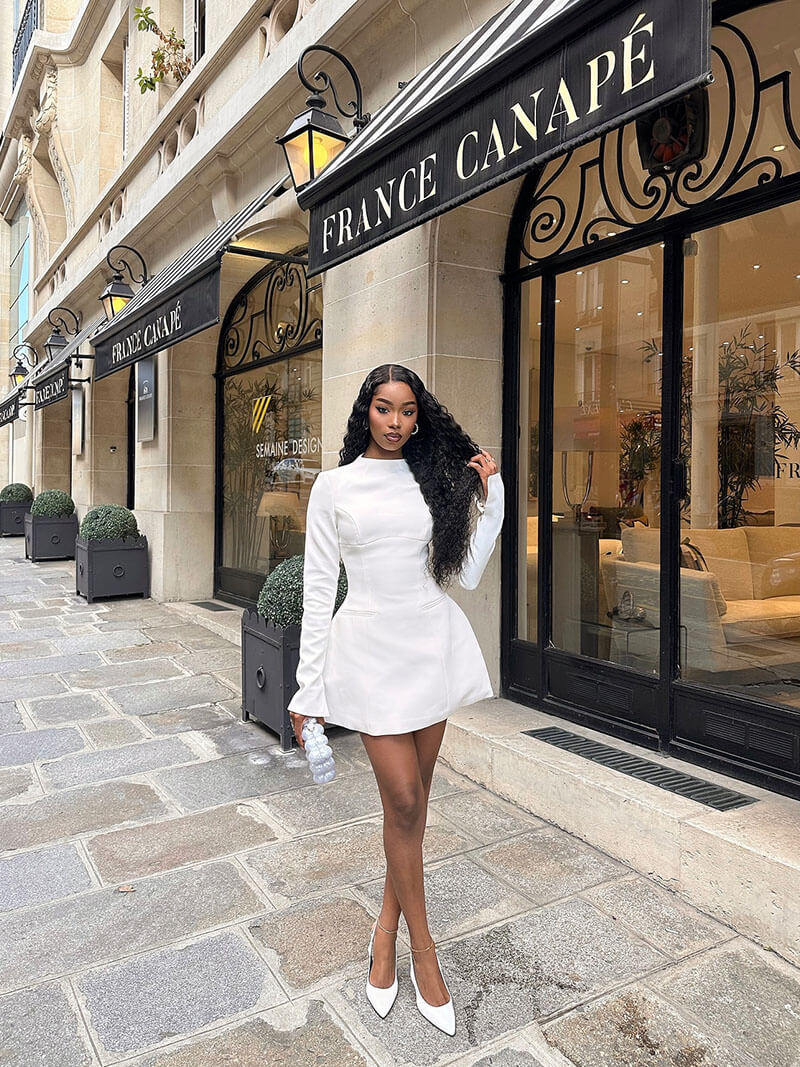 Morgan & Brooke | Black Mini A-Line Satin Dress