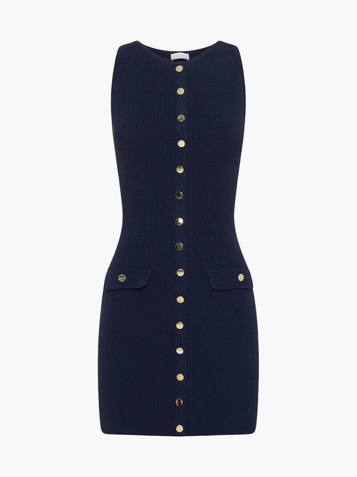 Morgan & Brooke | Black Square-Neck Cotton Blend Mini Dress
