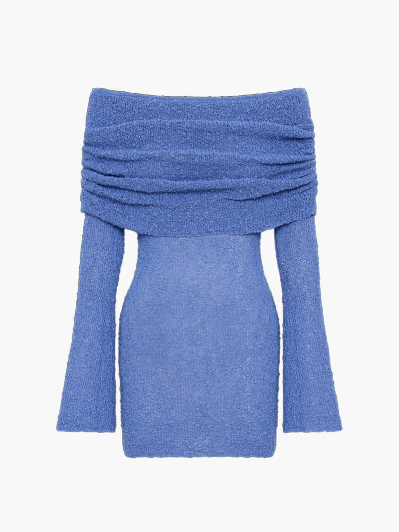 Morgan & Brooke | Black Ruched Knit Mini Dress