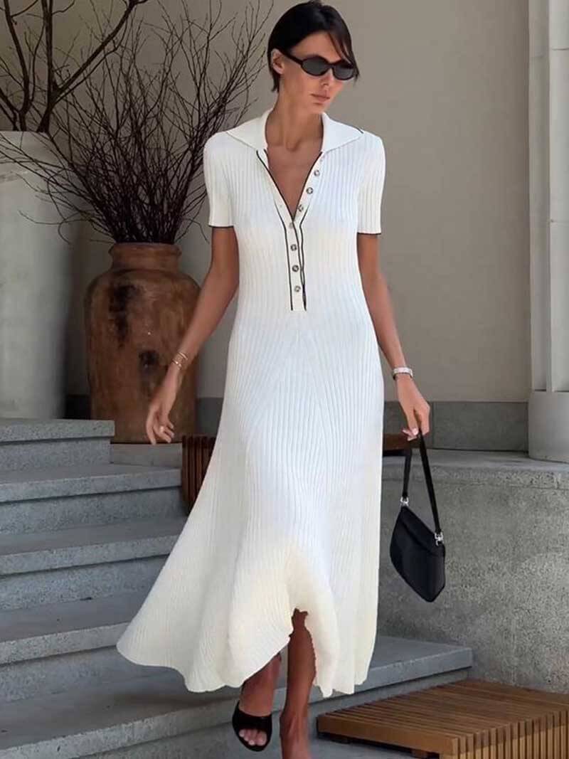 Morgan & Brooke | Black Belted Midi Silk Dress
