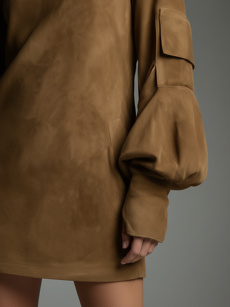 Morgan & Brooke | Suede Turtleneck Dress