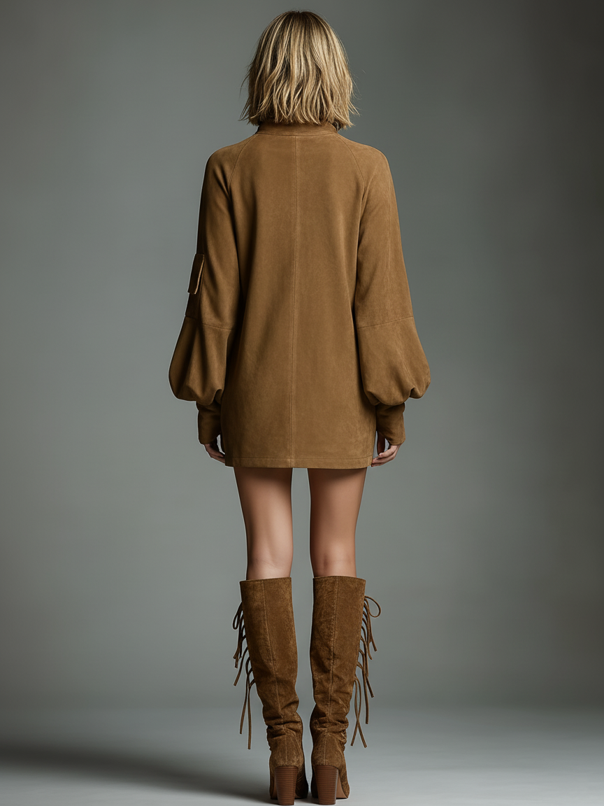 Morgan & Brooke | Suede Turtleneck Dress