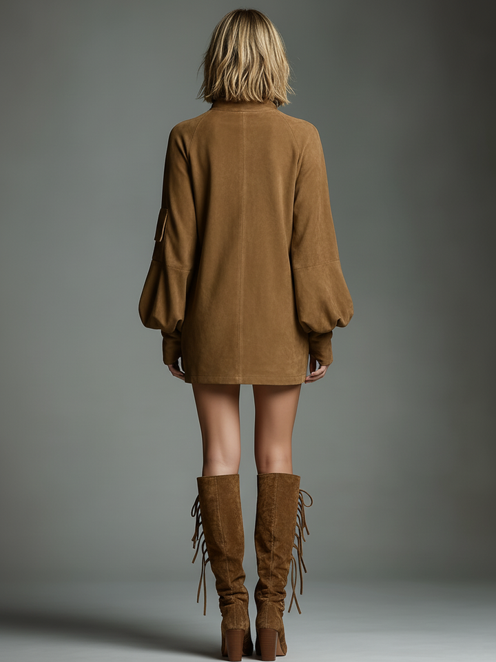 Morgan & Brooke | Suede Turtleneck Dress