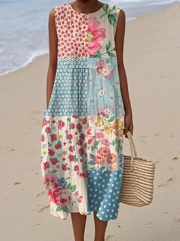 Morgan & Brooke | Tie-Back Midi Lightweight Cotton-Blend Dress