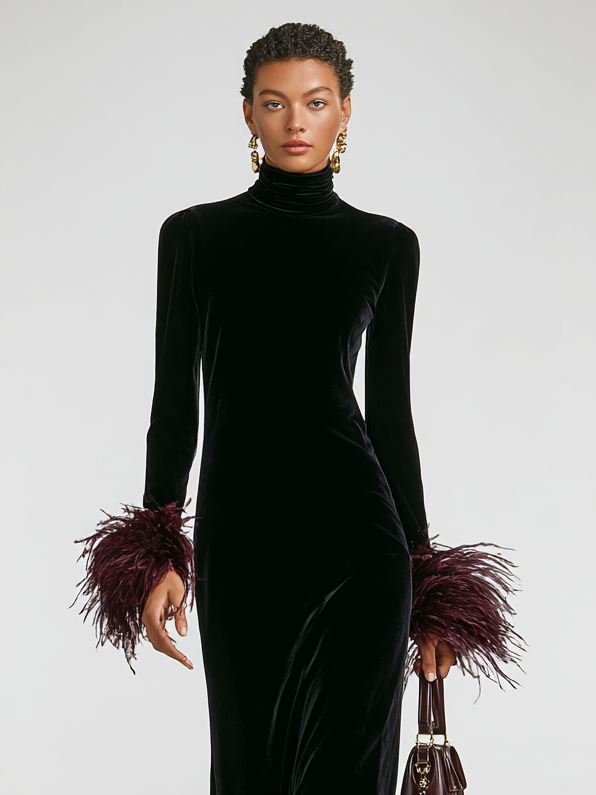 Morgan & Brooke | Velvet Patchwork Evening Dress