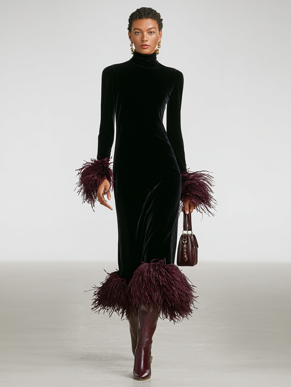 Morgan & Brooke | Velvet Patchwork Evening Dress