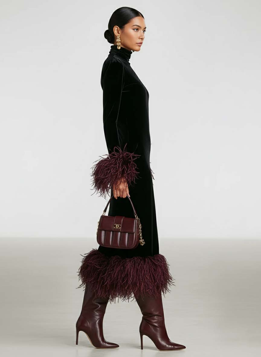 Morgan & Brooke | Velvet Patchwork Evening Dress