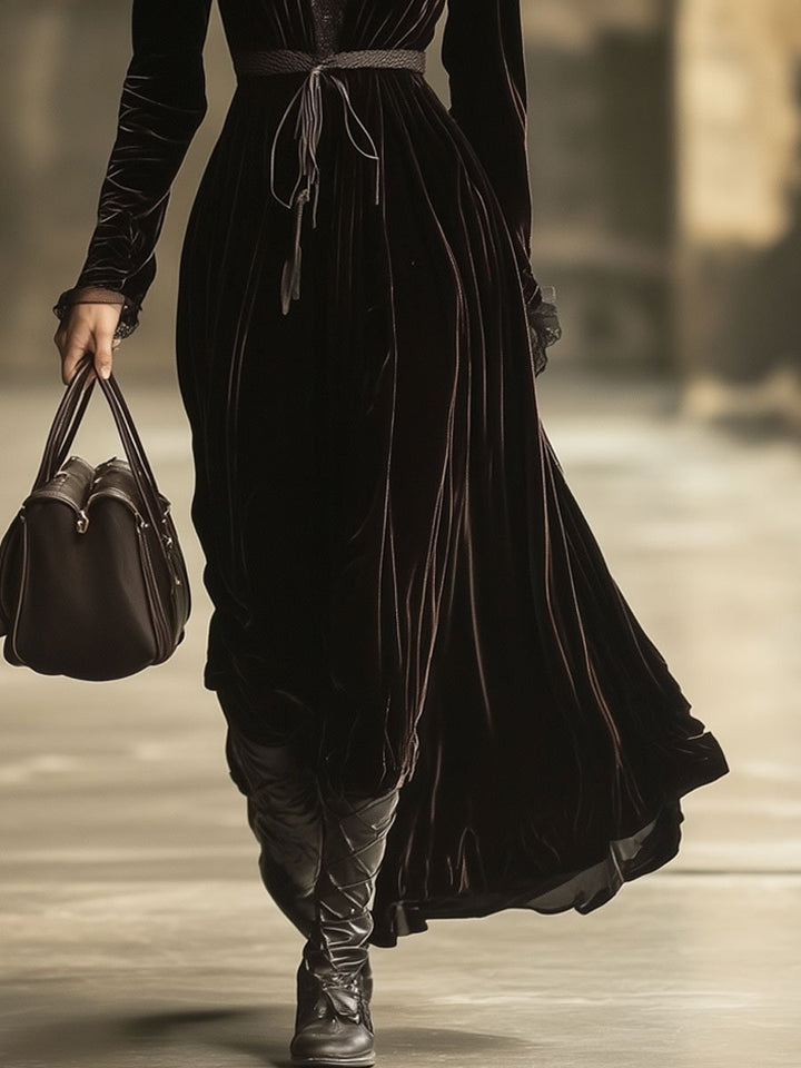 Morgan & Brooke | Velvet V-Neck Evening Dress