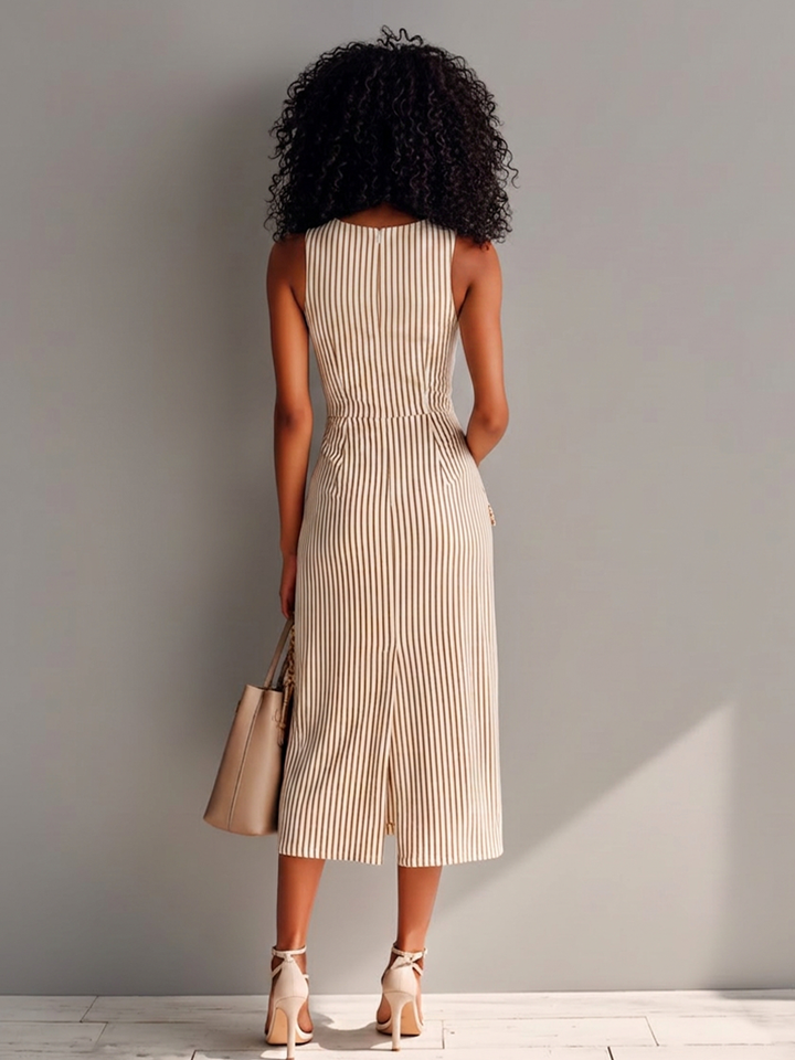 Morgan & Brooke | White Cotton Striped Dress