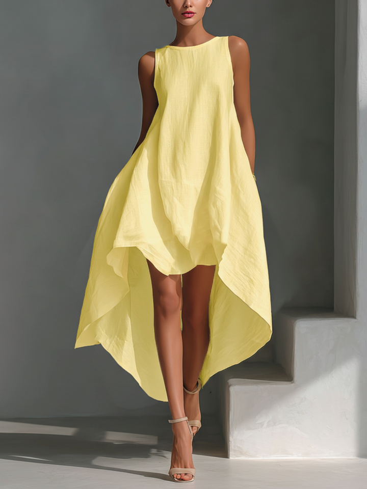 Morgan & Brooke | White Linen Sleeveless Dress