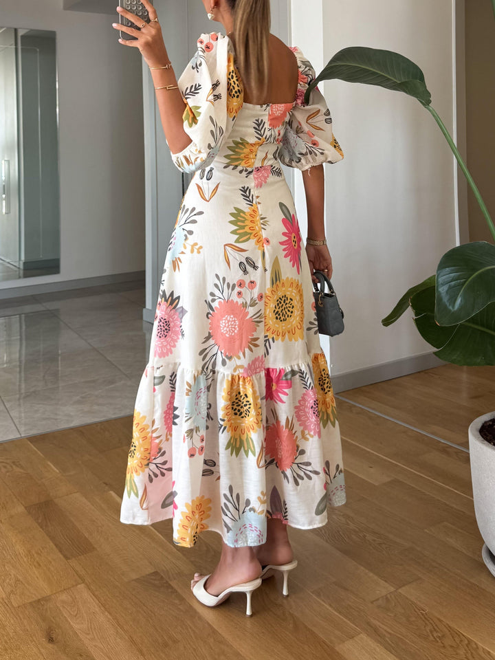 Morgan & Brooke | Blush Floral Tiered Chiffon Dress