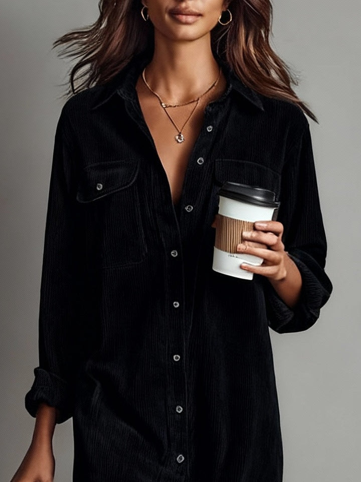 Morgan & Brooke | Brown Midi Corduroy Dress