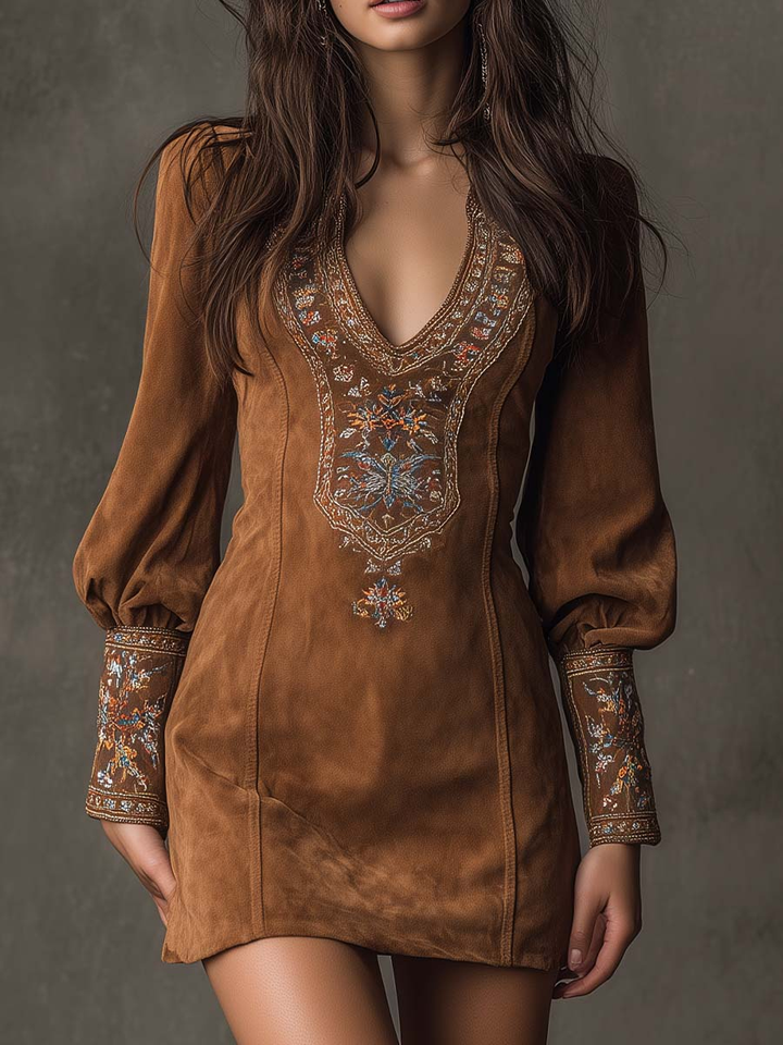Morgan & Brooke | Short-Length Suede-Effect Dress