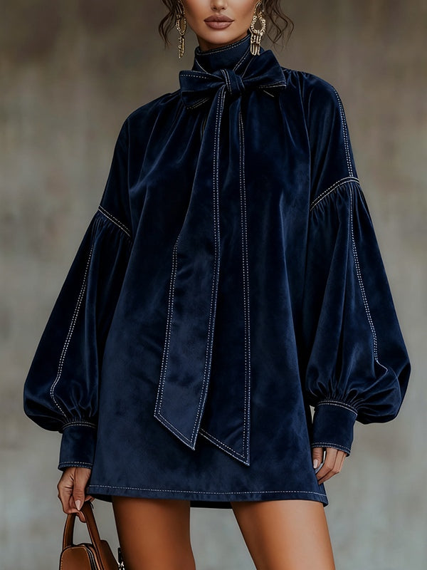 Morgan & Brooke | Mini Bow-Detail Velvet Dress
