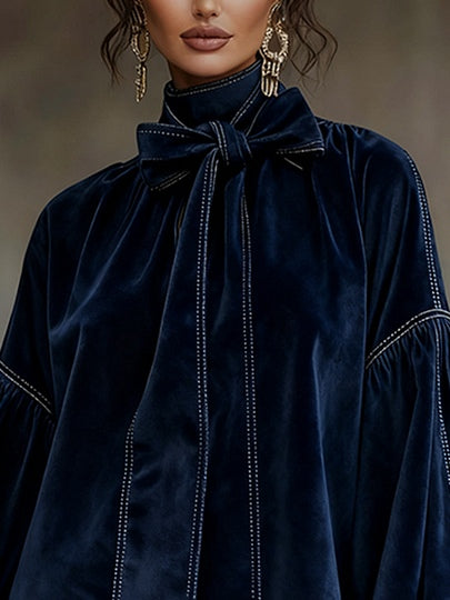 Morgan & Brooke | Mini Bow-Detail Velvet Dress
