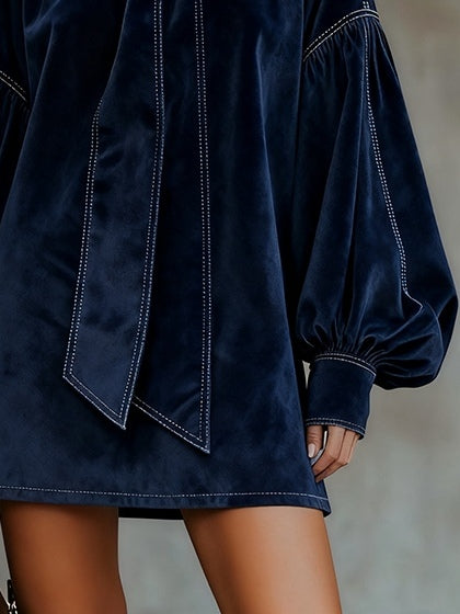 Morgan & Brooke | Mini Bow-Detail Velvet Dress