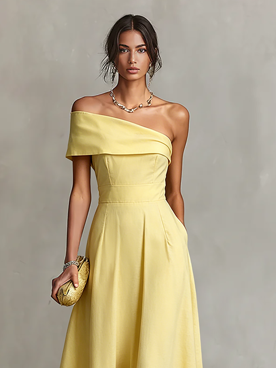 Morgan & Brooke | Yellow Linen Evening Dress