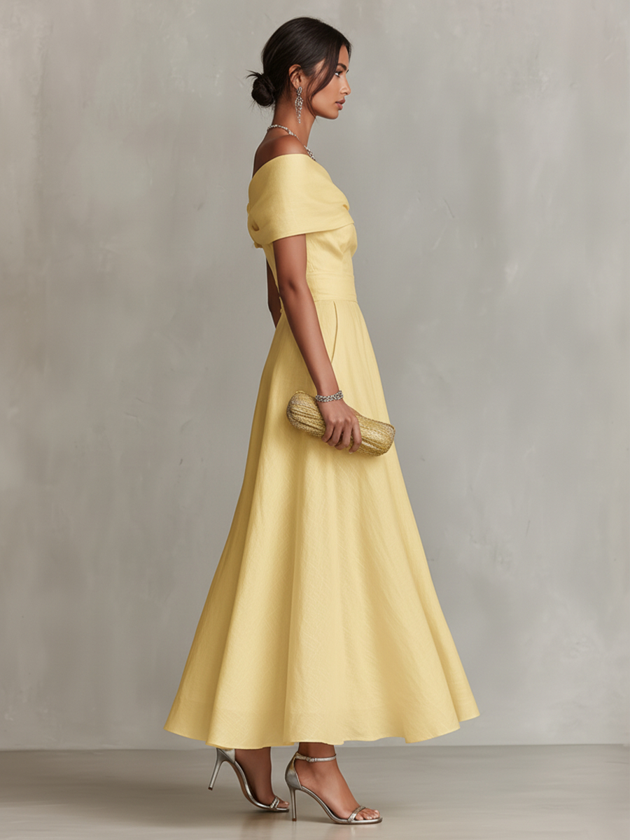 Morgan & Brooke | Yellow Linen Evening Dress