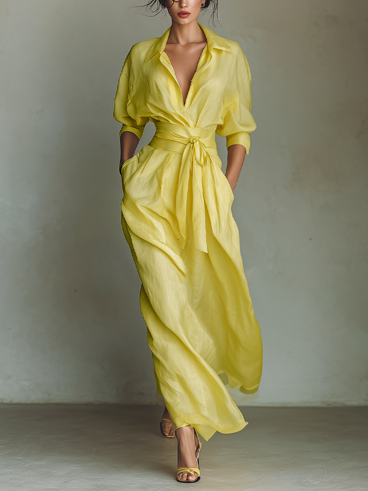 Morgan & Brooke | Yellow Linen Dress