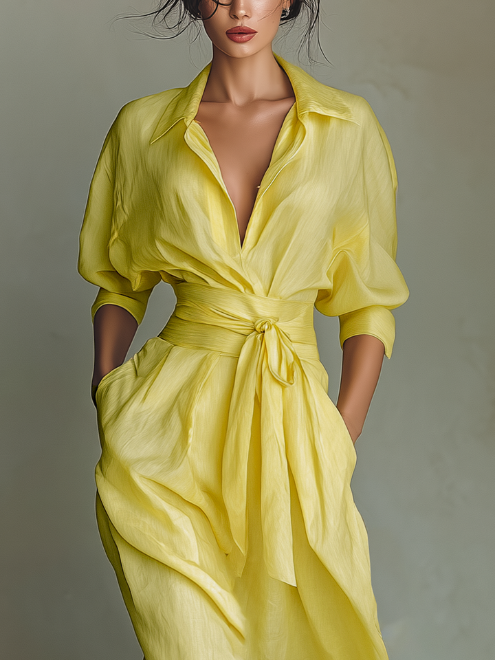 Morgan & Brooke | Yellow Linen Dress