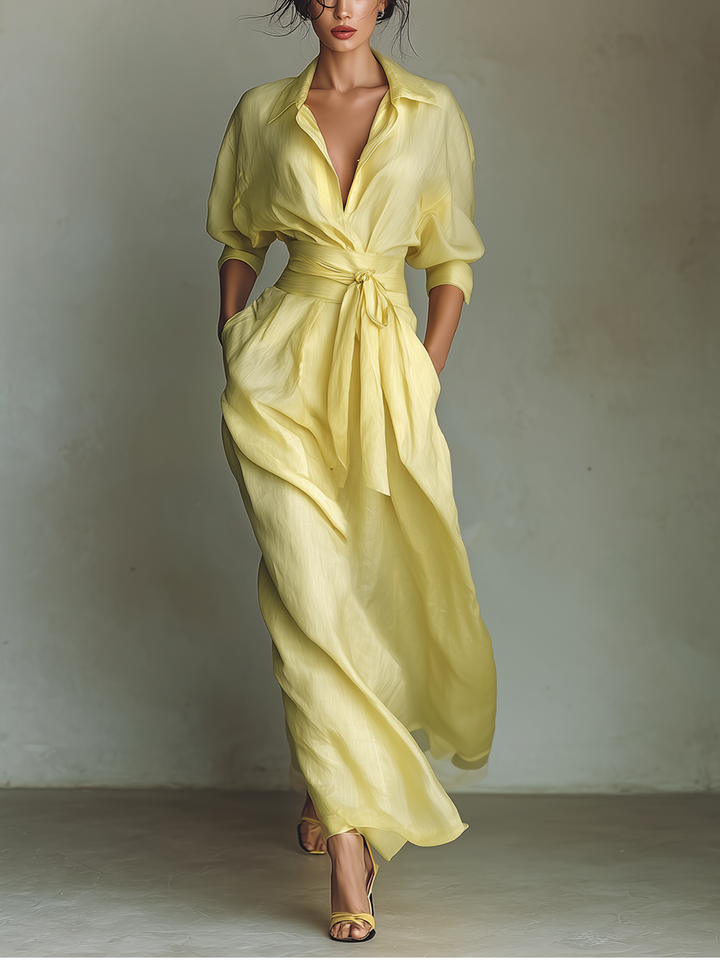 Morgan & Brooke | Yellow Linen Dress