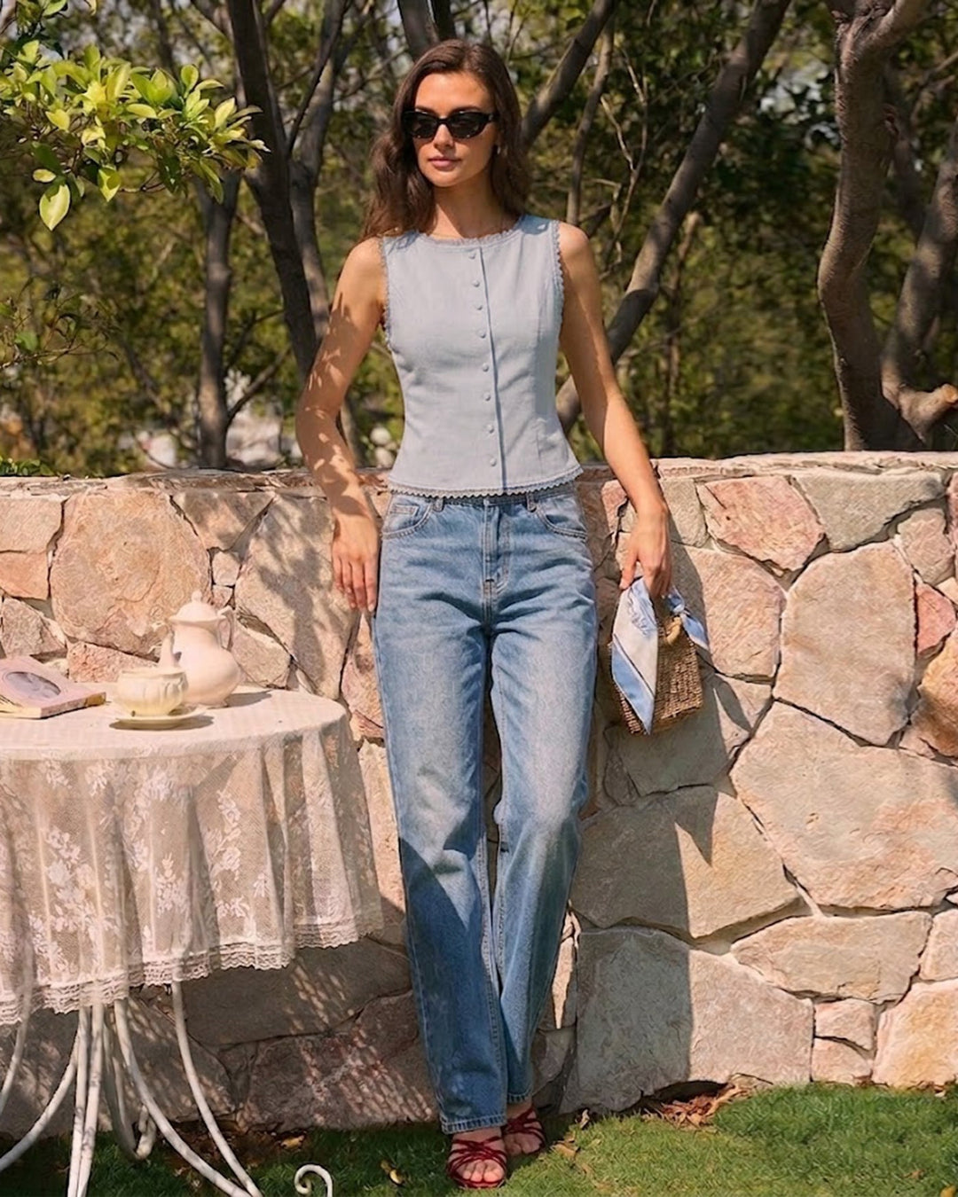 Morgan and Brooke | Light Blue Single Breasted Vest