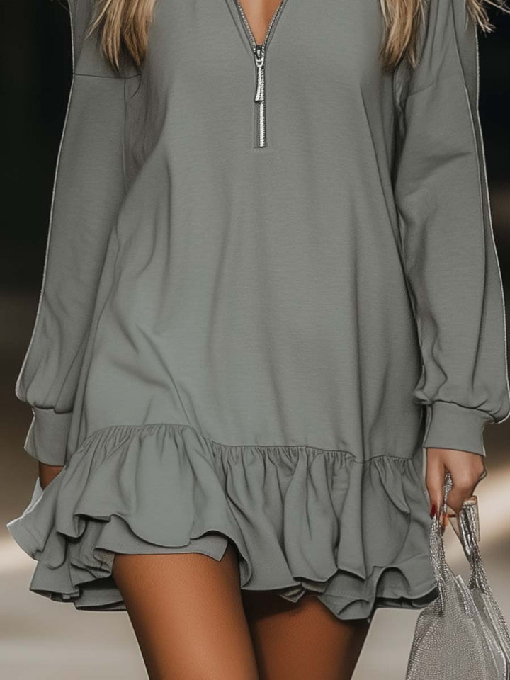 Morgan & Brooke | Grey V-Neck Casual Dress