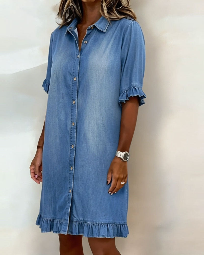 Morgan & Brooke | Light Blue Relaxed-Fit Washed Denim Dress