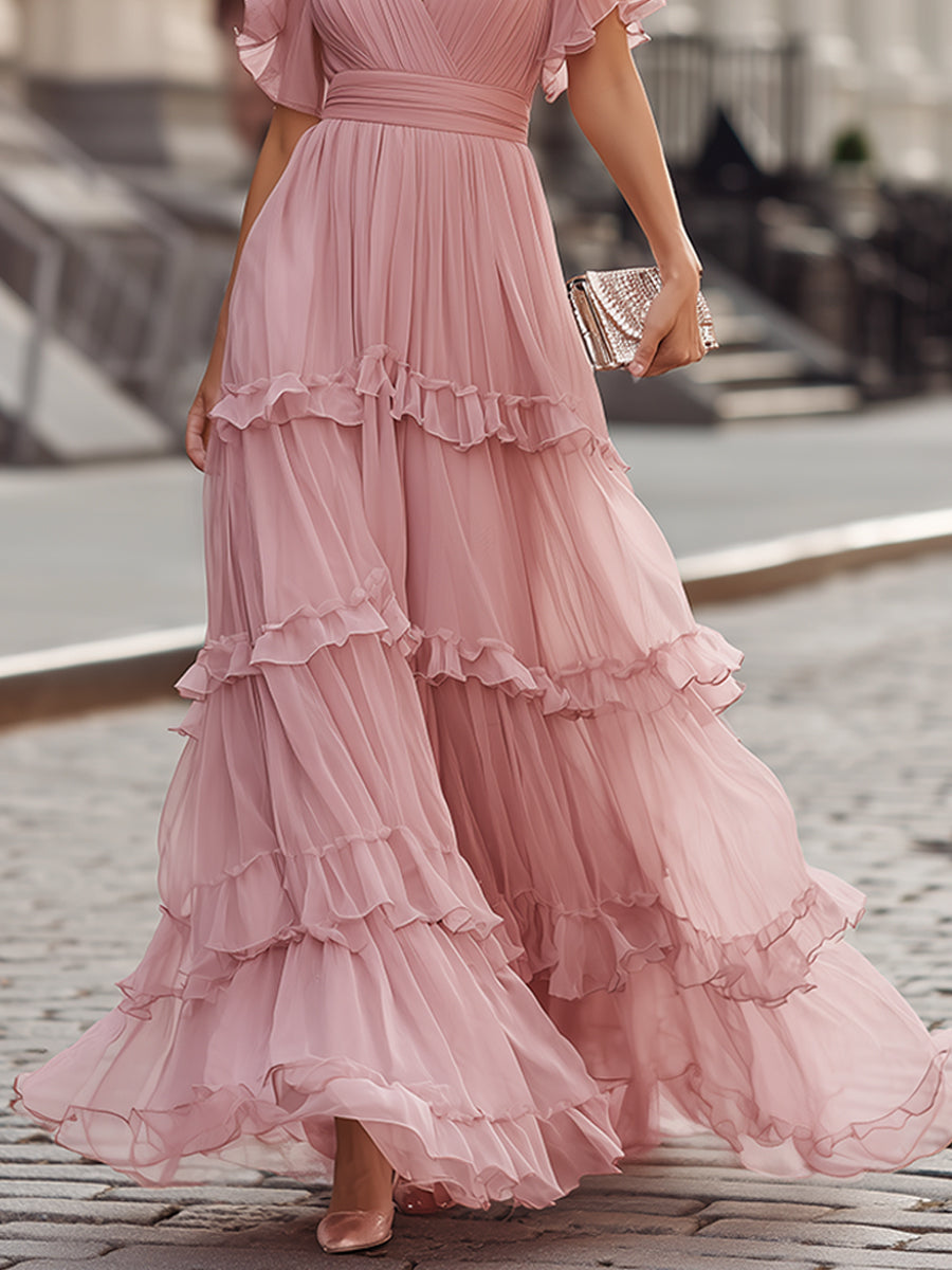 Morgan & Brooke | Ivory Ruffled Tiered Maxi Dress