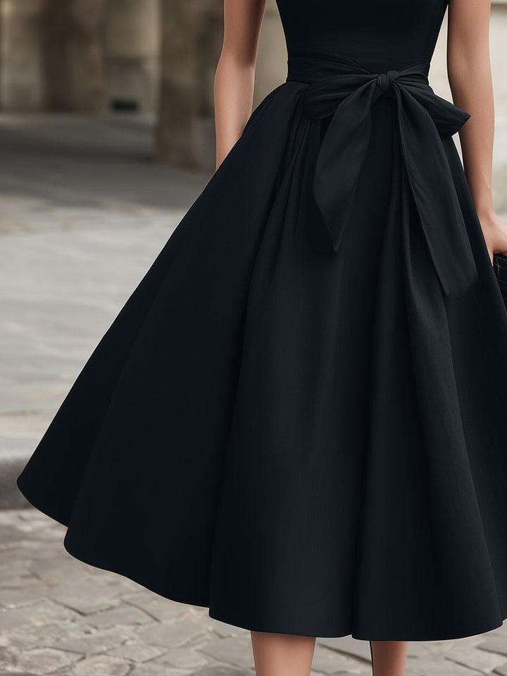 Morgan & Brooke | Cap-Sleeve Bow-Waist Midi Dress
