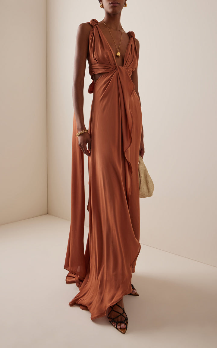 Morgan & Brooke | Ocean Blue Draped Maxi Dress