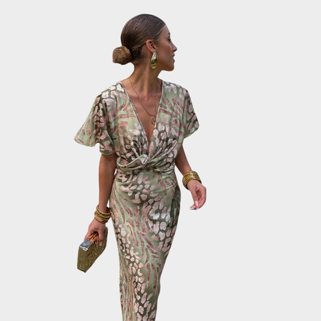 Morgan & Brooke | Copper Twist-Front Midi Dress